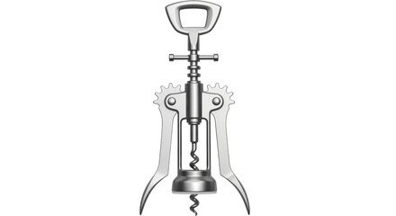 Isolated winged corkscrew bottle opener for opening a wine bottle, in silver, modern style