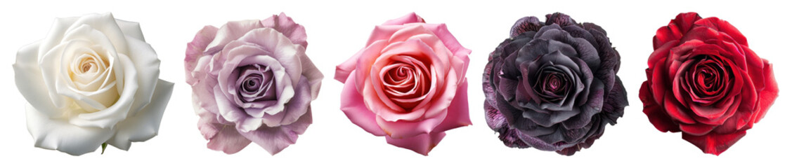 PNG Vibrant roses in varied colors, element set on transparent background