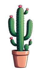 Cartoon cactus in a pot