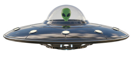Isolated UFO with Alien in a Dome, Spaceship, Fantasy, Sci-Fi, Extraterrestrial, Flying Object