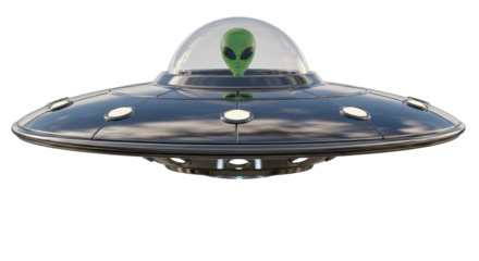 Isolated UFO with Alien in a Dome, Spaceship, Fantasy, Sci-Fi, Extraterrestrial, Flying Object