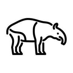  tapir side view outline icon. tapirus black line illustration.