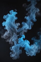Ethereal blue smoke wisps on abstract dark background, ethereal, design, dark background