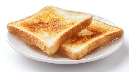 Fototapeta premium Toast on Plate: Delicious Breakfast, Golden Toast, Fresh Bread