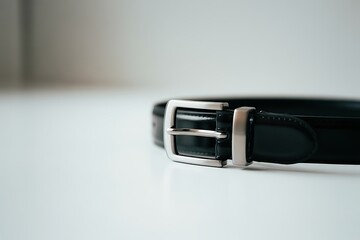 Men&rsquo;s leather belt on white background