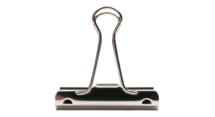 Isolated metal binder clip for paperwork, stationery item for office and home supplies