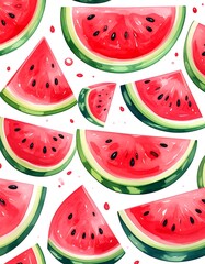 Watermelon slices pattern on white (1)