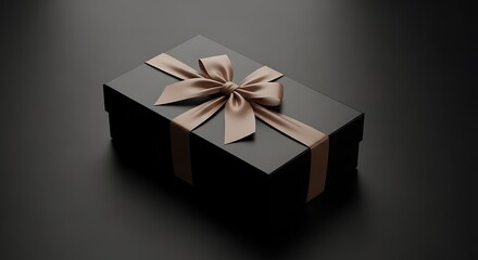Elegant Black Gift Box with Ribbon.
