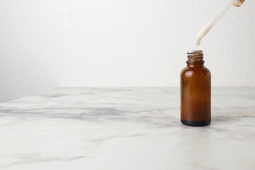 Brown Bottle With Leeb Medical Ointment Medicine For Treatment Of Skin Diseases