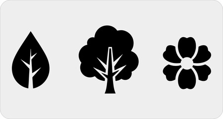 Nature icons black and white vector