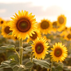 Obraz premium Sunny sunflower field (1)