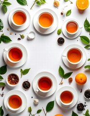 Aromatic Tea Cups & Citrus Flatlay - Flatlay