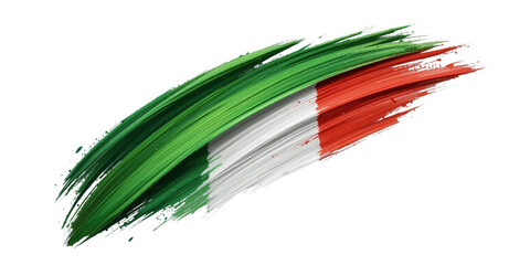  a stylized representation of the Italian flag through bold paint strokes.