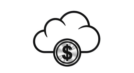 Isolated Cloud with Dollar Sign Indicates Cloud Economics and Digital Investments Concept