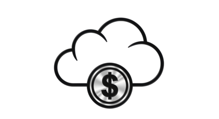 Isolated Cloud with Dollar Sign Indicates Cloud Economics and Digital Investments Concept