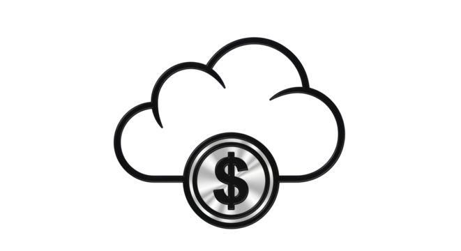 Isolated Cloud with Dollar Sign Indicates Cloud Economics and Digital Investments Concept