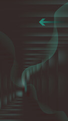 Beautiful petrol green rectangular composition design with arrow and waves