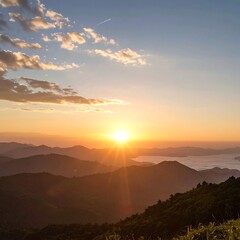 Fototapeta premium Sunrise over mountain range (1)