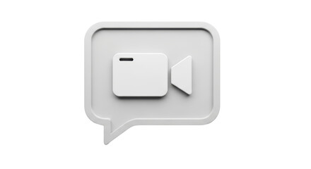 Isolated gray video call conference icon with camera shape and rounded speech bubble edge