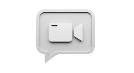 Isolated gray video call conference icon with camera shape and rounded speech bubble edge