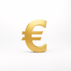 Obraz premium A golden three-dimensional euro symbol with a smooth glossy surface