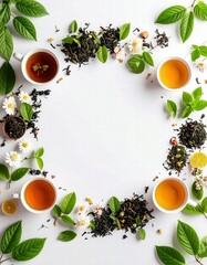 Herbal Tea Flatlay: Cups & Loose Leaf - Flatlays