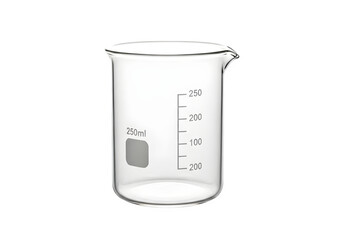 Laboratory beaker isolated on transparent background, a transparent glass container used for mixing, heating, and measuring liquids in scientific experiments