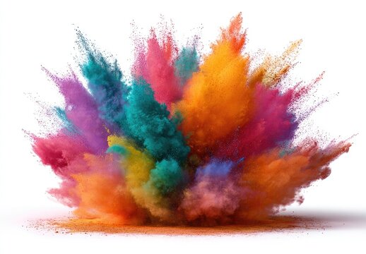 Colorful powder explosion on white background (3)