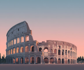 Naklejka premium Colosseum Ancient Rome Landmark Vector Illustration Simple Flat Design Style Historical Monument Italian Architecture Travel Destination