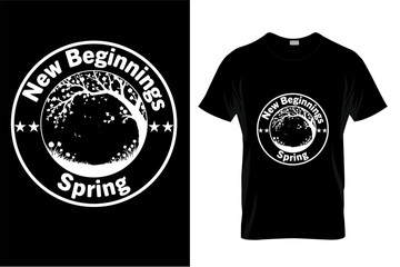Spring related black t-shirt design with mockup