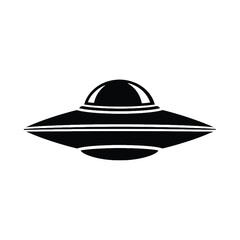 Classic flying saucer spaceship alien craft ufo vector illustration for sci-fi themes silhouette