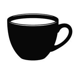 Minimalist silhouette of a hot coffee cup with creamy liquid vector art silhouette