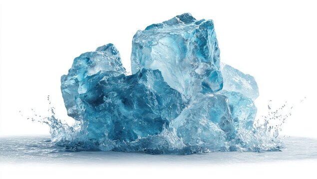 Ice cubes in a splash of water