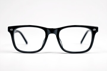Fototapeta premium Black rectangular eyeglasses on white background (1)