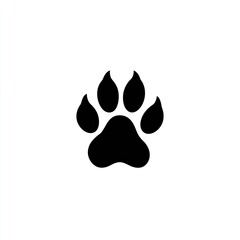 Simple black silhouette of a large animal paw print