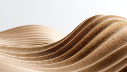 Abstract, flowing, tan wood waves.  A smooth, organic, undulating surface of light beige wood.  Soft, warm tones.  Shallow depth of field