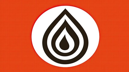 Simple, stylized water droplet logo on white circle against an orange background