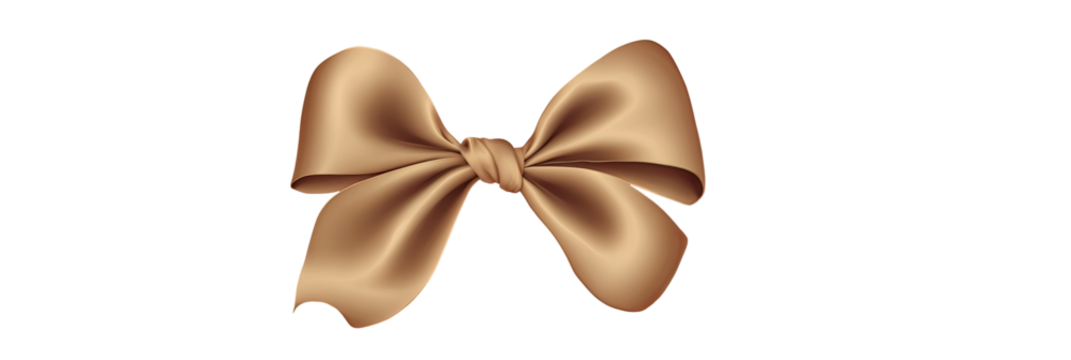 Beige ribbon bow against black background