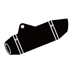 black and white silhouette of a Motorcycle exhaust vector on a white background