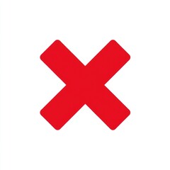 A solid red "X" symbol on a white background