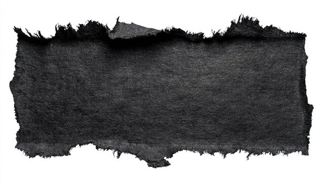 Ripped black paper rectangle with frayed edges