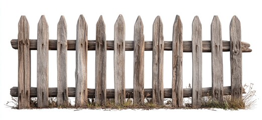 Aged wooden picket fence