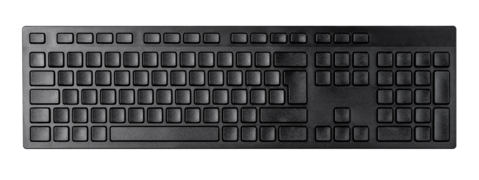 Black keyboard on transparent background with dust and fingerprints