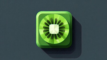 Square kiwi icon, flat design
