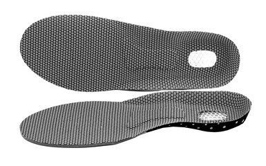 Orthopedic insoles providing comfort and support with transparent background