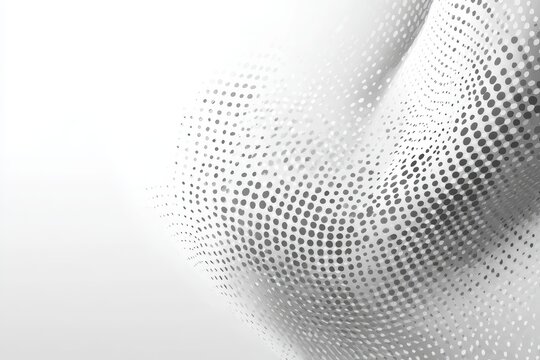 Abstract halftone pattern with white and grey dots creating a smooth flowing design for modern backgrounds or prints