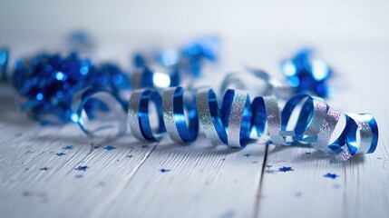 memorable. Celebration concept with blue decorative elements on a white wooden background. tutorial guides, club newsletters, designed for sports & leisure club marketing, used by product marketers.