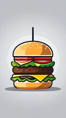 Cartoon double burger graphic design