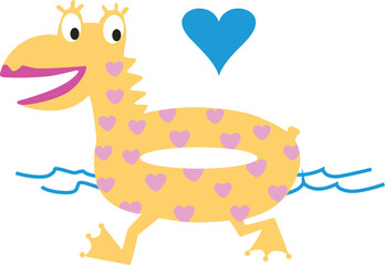 Cute Yellow Creature with Pink Hearts