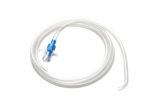 Medical extension tube isolated on transparent background is a flexible plastic tube used to extend the reach of intravenous lines and other medical devices